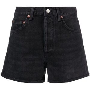 AGOLDE DEE HIGH RISE DENIM DISTRESSED SHORTS - BLACK